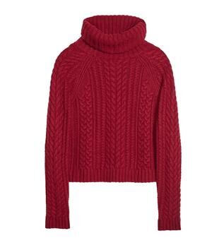 Alice & olivia red cable knit turtleneck sweater